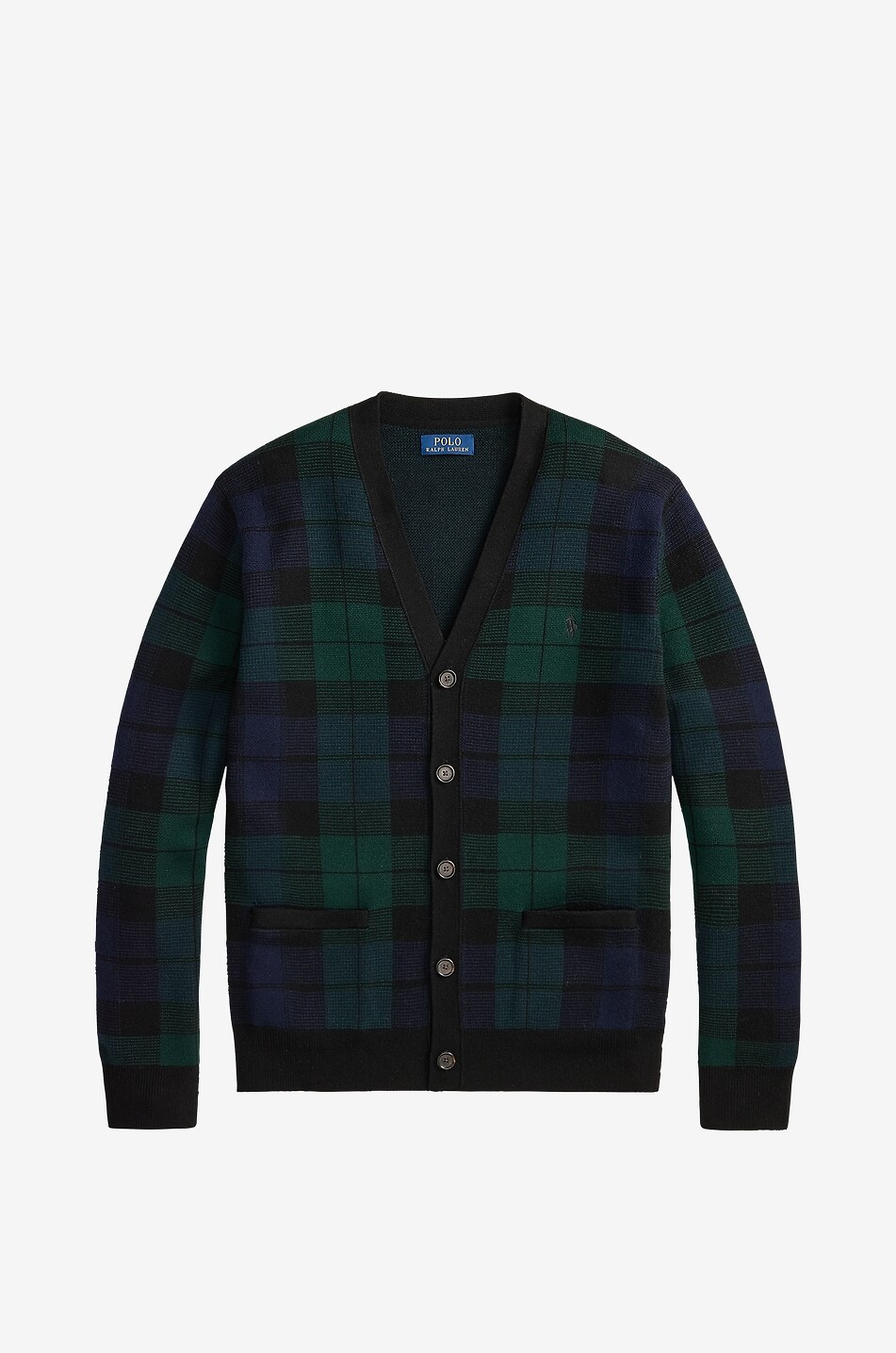 Tartan wool V-neck cardigan