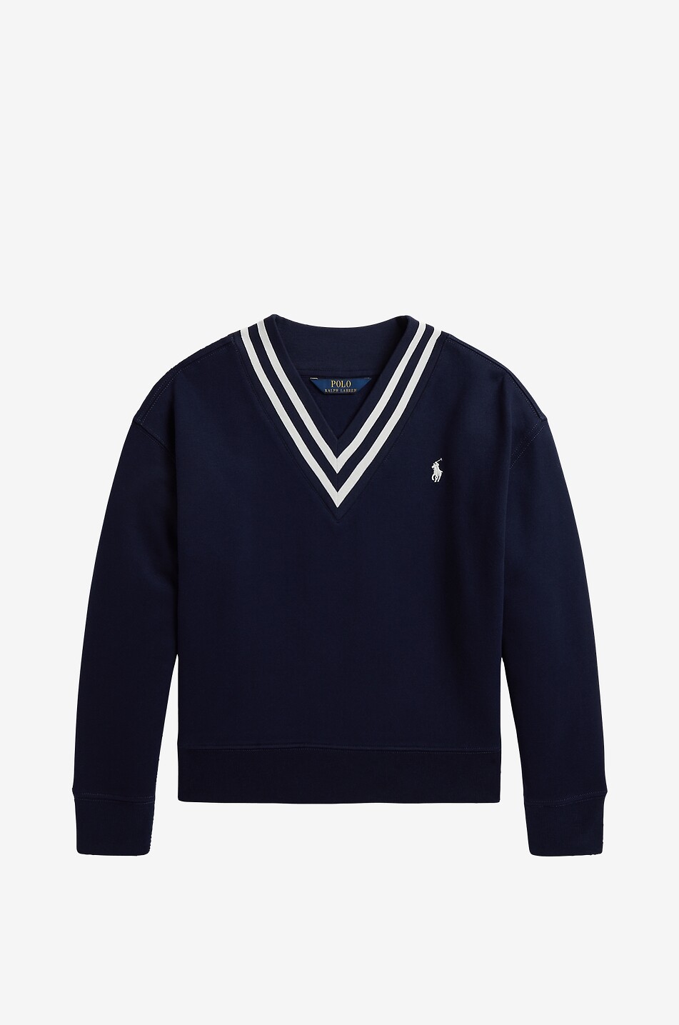 Pony girls' fleece sweatshirt with striped V-neck