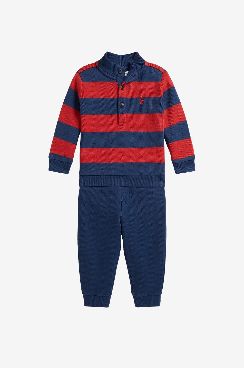 POLO RALPH LAUREN Ensemble pull polo rayé et pantalon de jogging en coton bébé Estate-Rib Bébé ROUGE 1