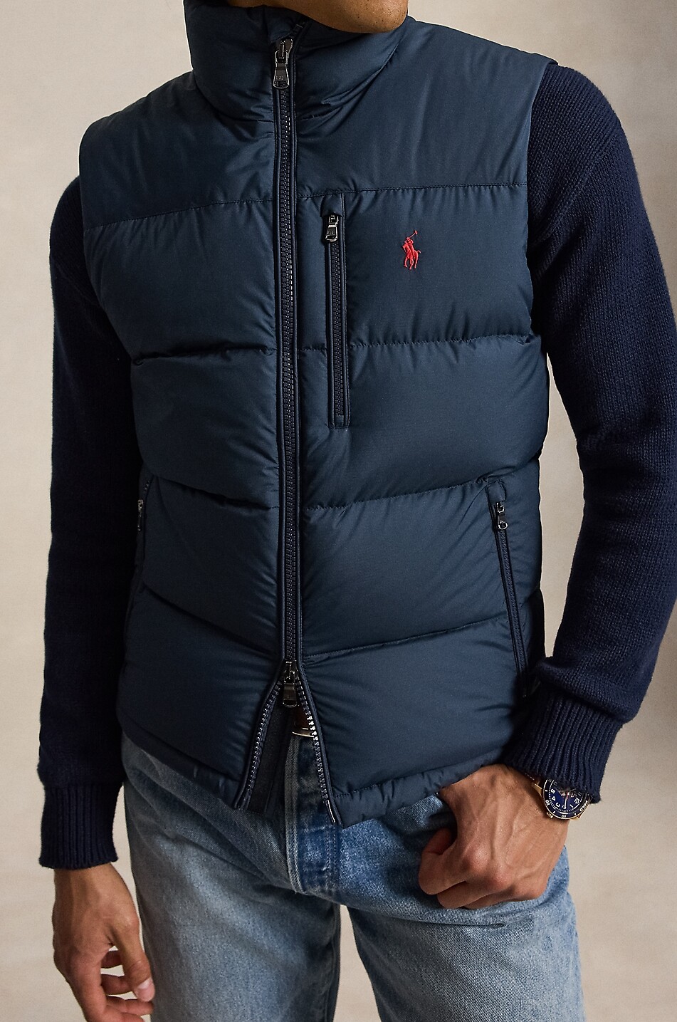 POLO RALPH LAUREN Gorham sleeveless high-neck down jacket Men DARK BLUE 5