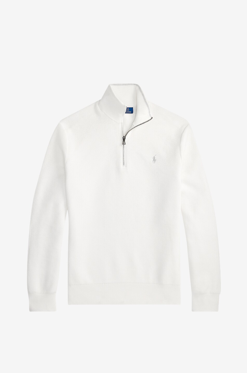 Pony half-zip cotton jumper with stand-up collar
