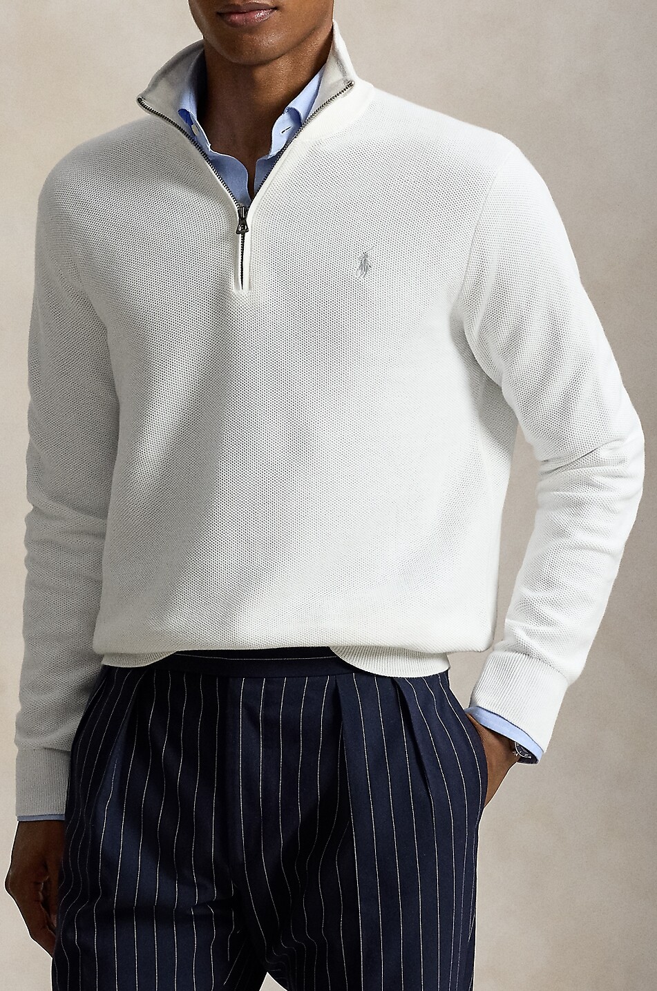 POLO RALPH LAUREN Pony half-zip cotton jumper with stand-up collar Men WHITE 2