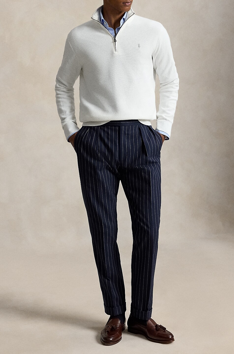POLO RALPH LAUREN Pony half-zip cotton jumper with stand-up collar Men WHITE 4