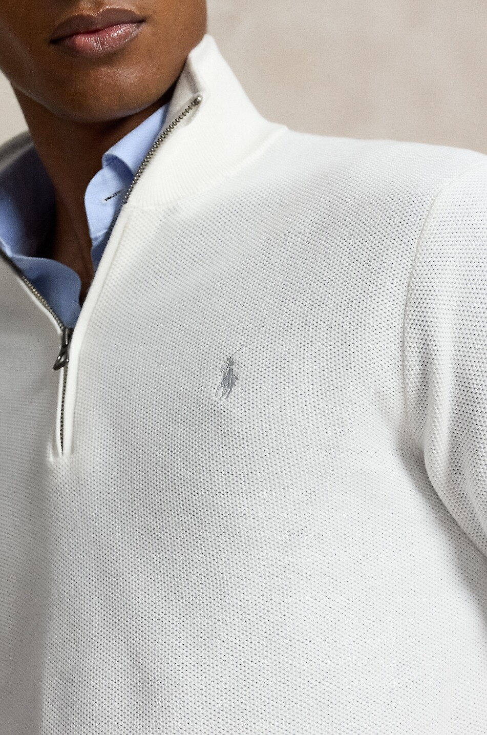 POLO RALPH LAUREN Pony half-zip cotton jumper with stand-up collar Men WHITE 5