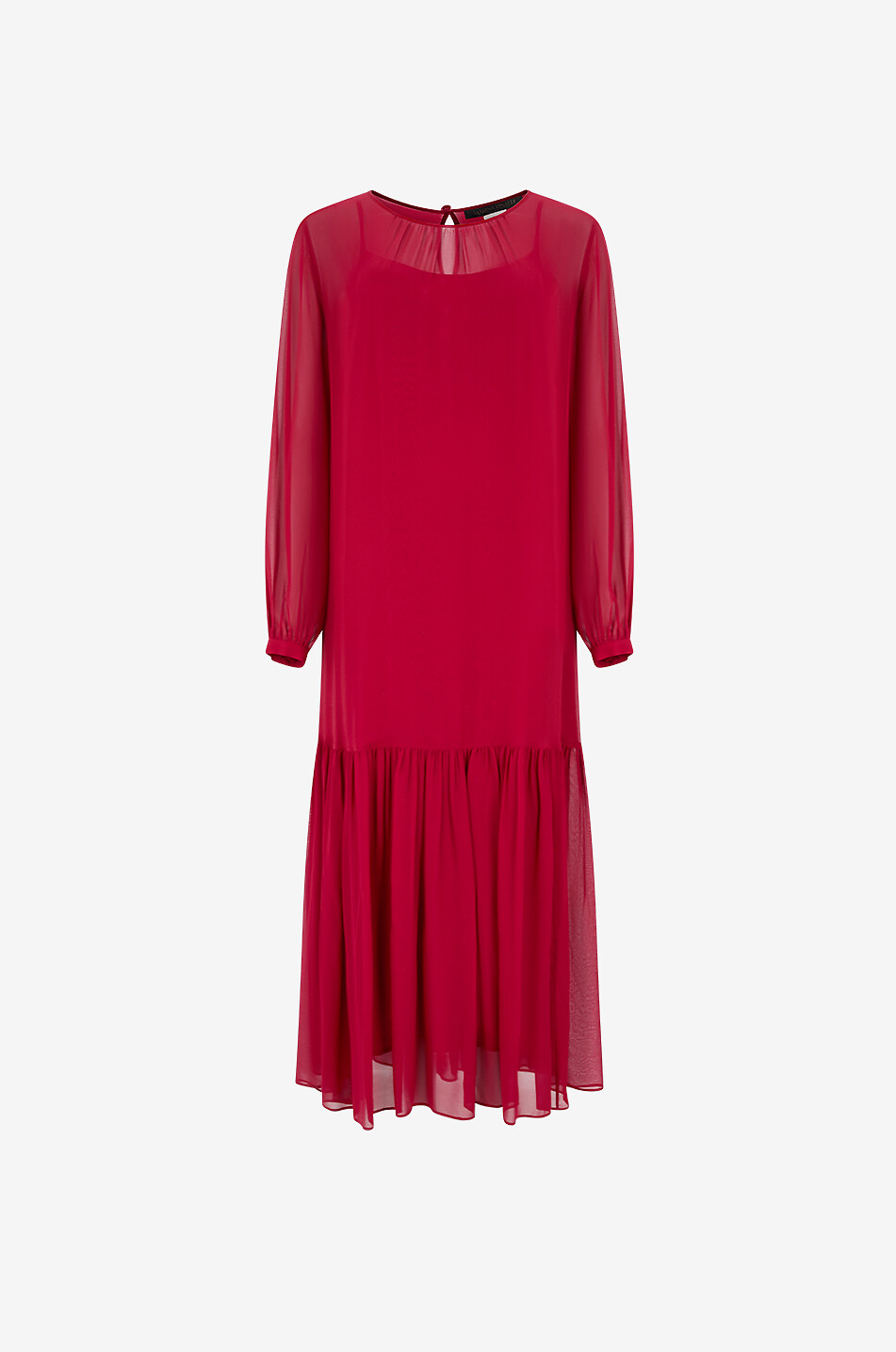 MARINA RINALDI Valda silk crêpe long-sleeved puff-sleeve dress Women RED 1