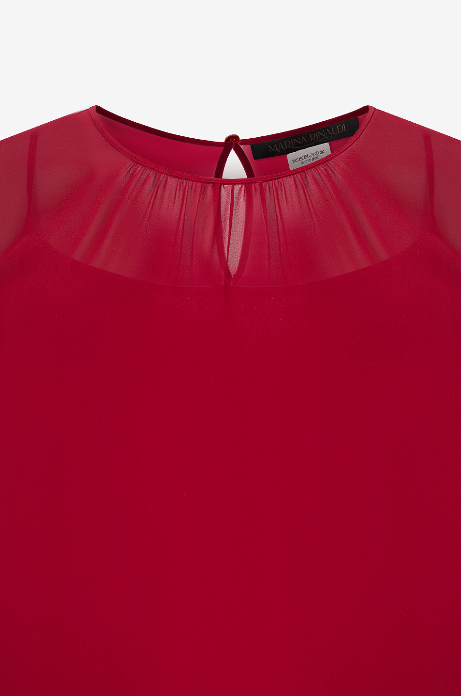 MARINA RINALDI Valda silk crêpe long-sleeved puff-sleeve dress Women RED 3