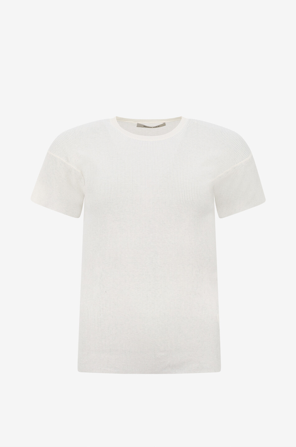 PHOEBE PHILO T-shirt à col rond côtelé en coton et soie Femme BLANC CASSE 1