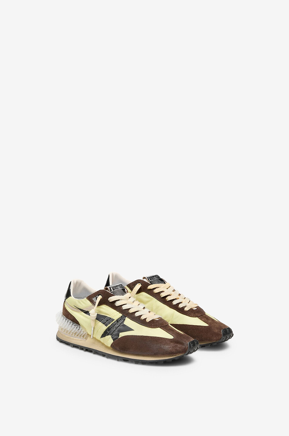 GOLDEN GOOSE Running Marathon quilted nylon and suede low-top trainers Men YELLOW 2