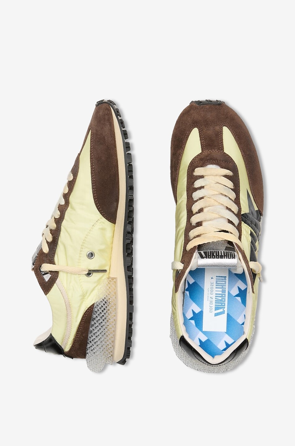 GOLDEN GOOSE Running Marathon quilted nylon and suede low-top trainers Men YELLOW 3