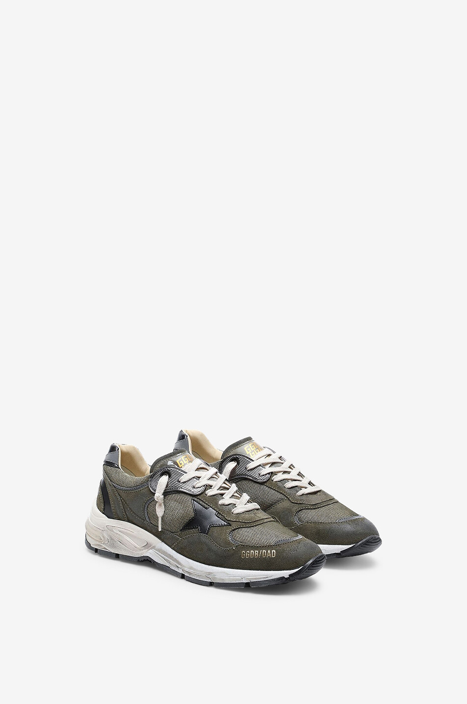 GOLDEN GOOSE Running Dad mesh and distressed suede low-top trainers Men KHAKI 2