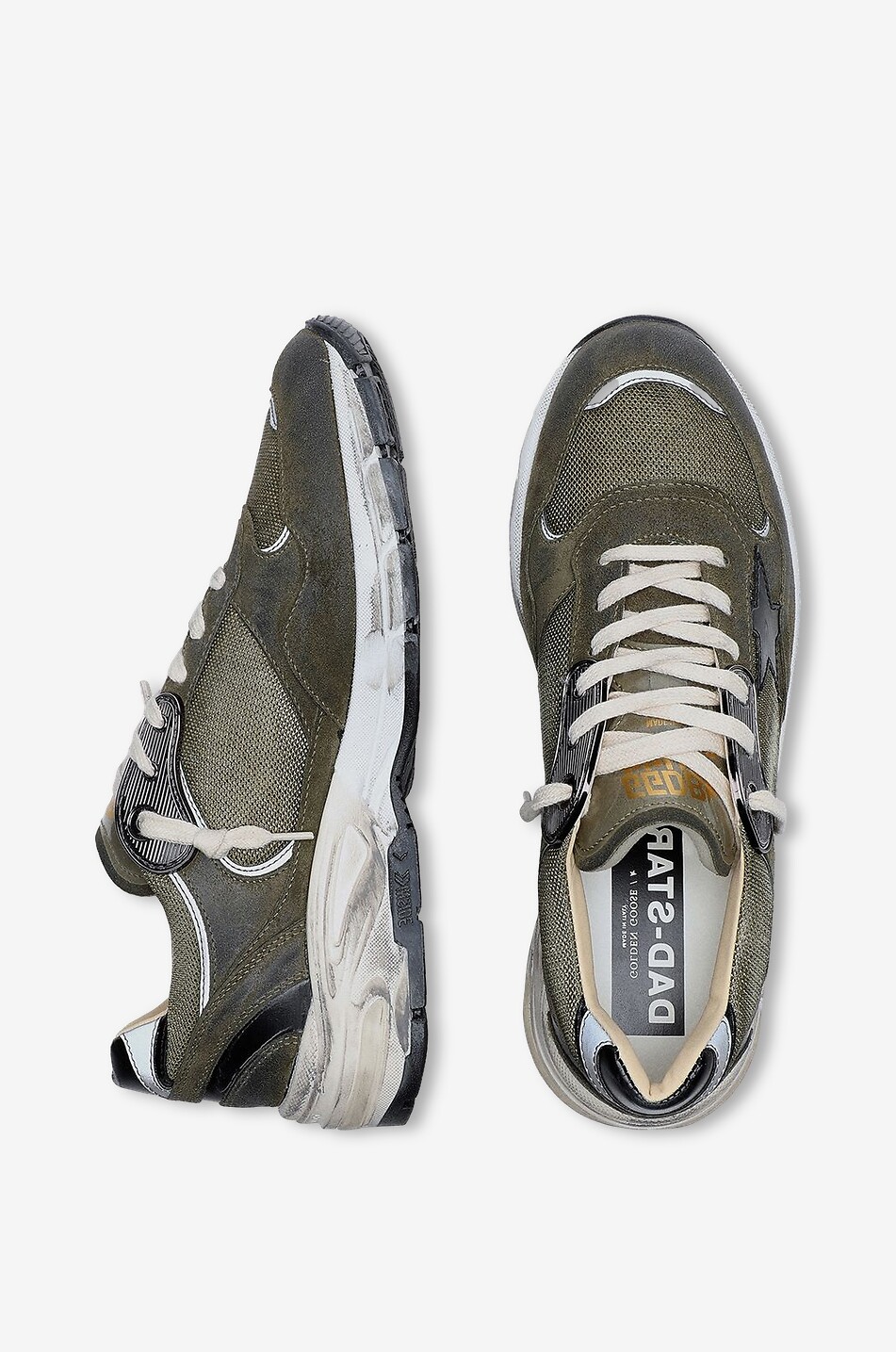 GOLDEN GOOSE Running Dad mesh and distressed suede low-top trainers Men KHAKI 3