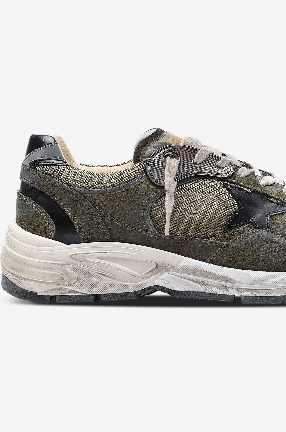 GOLDEN GOOSE Running Dad mesh and distressed suede low-top trainers Men KHAKI 4