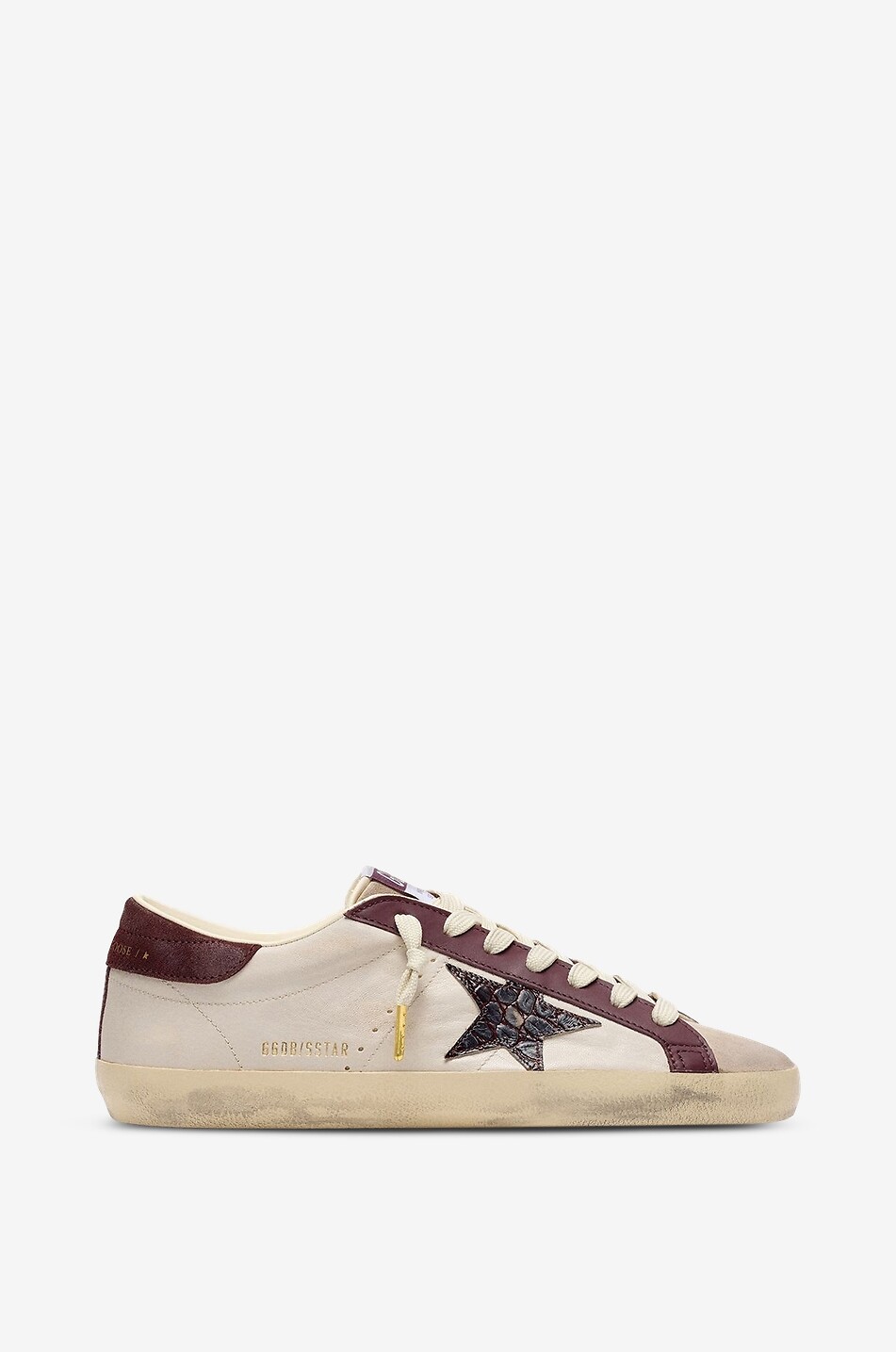 Niedrige Glattleder-Sneakers mit Kroko-Stern Super-Star