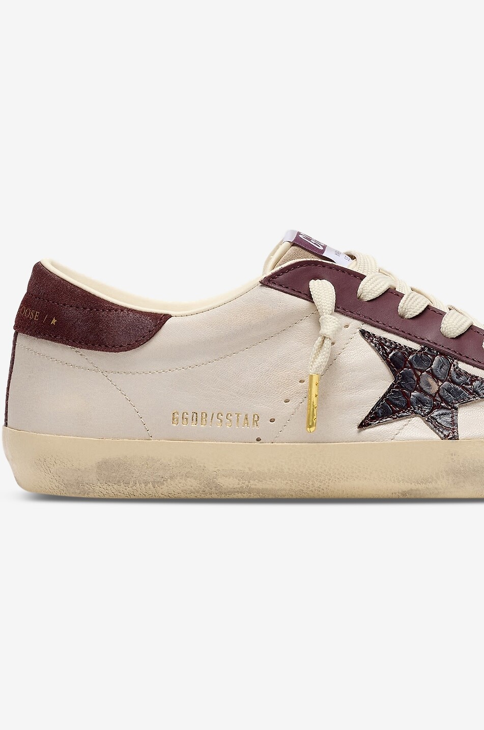 GOLDEN GOOSE Niedrige Glattleder-Sneakers mit Kroko-Stern Super-Star Herren WEISS 4