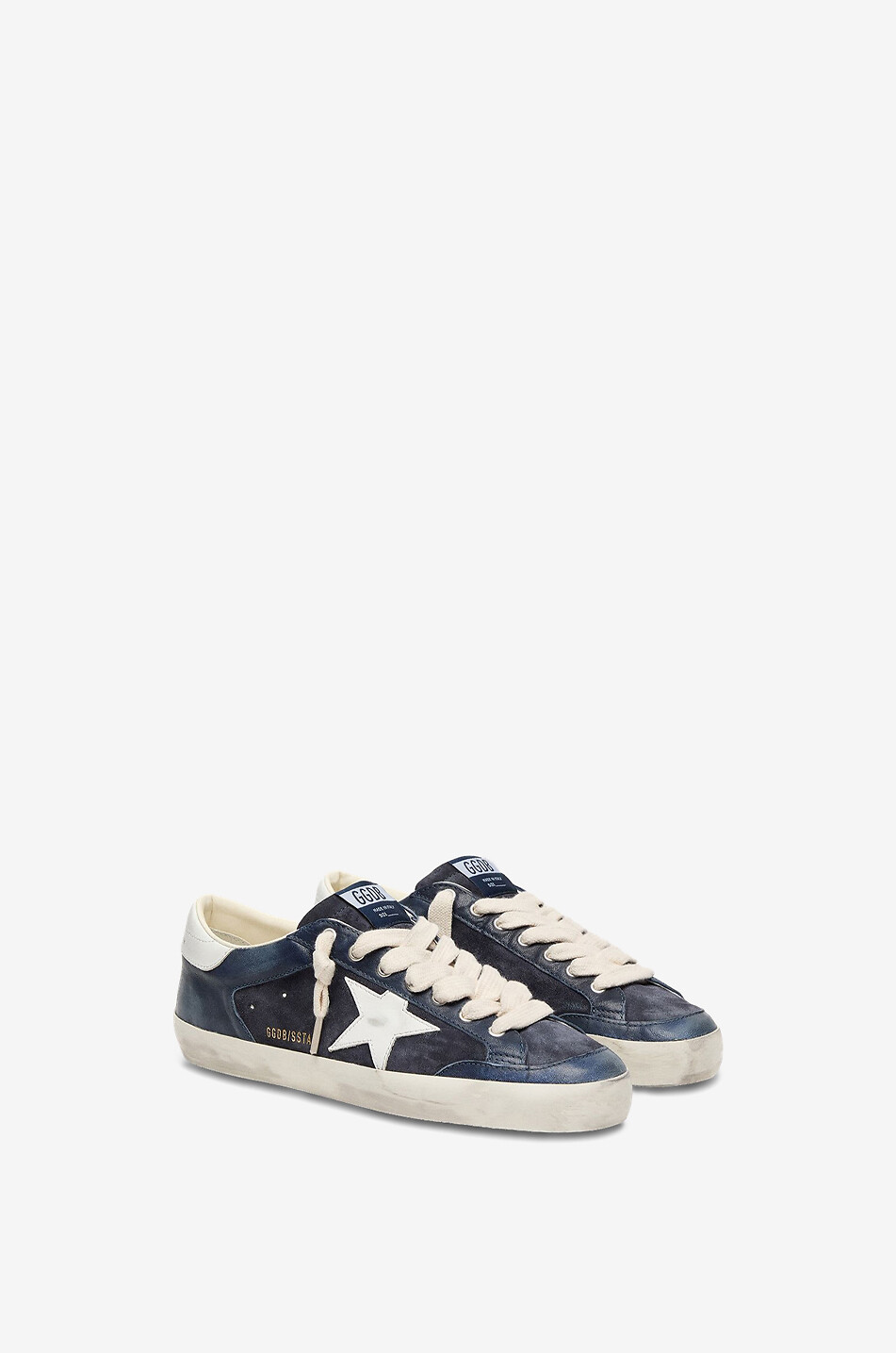 GOLDEN GOOSE Niedrige Sneakers aus Wild- und Glattleder im Used-Look Super-Star Herren DUNKELBLAU 2