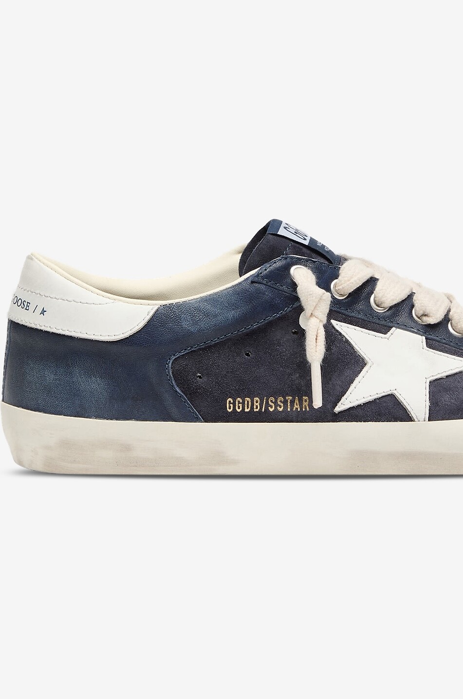 GOLDEN GOOSE Niedrige Sneakers aus Wild- und Glattleder im Used-Look Super-Star Herren DUNKELBLAU 4