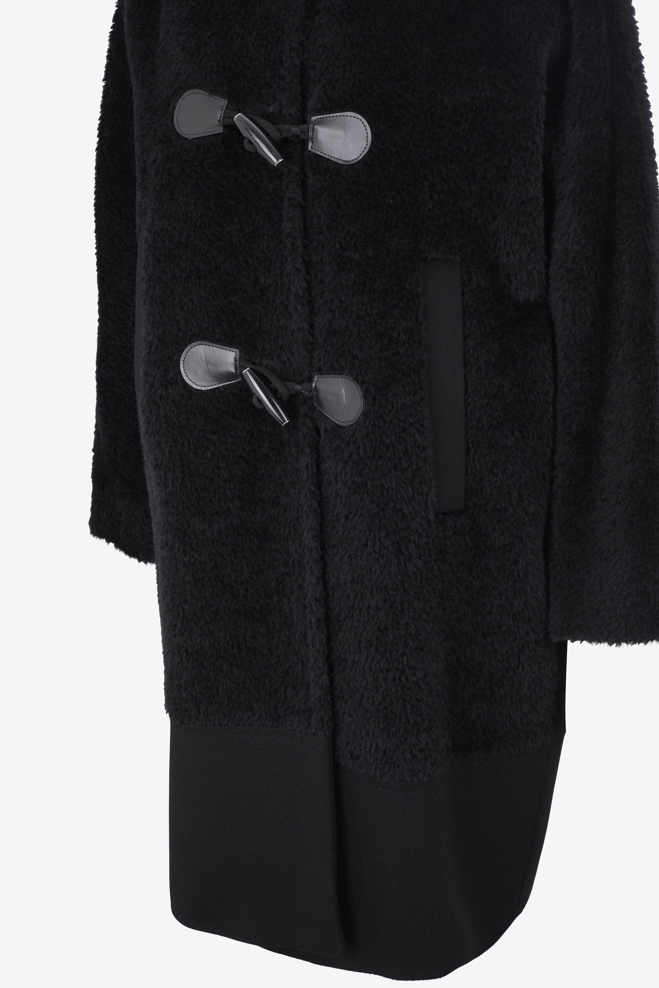MAX MARA Manteau mi-long à capuche en alpaga et laine Femme NOIR 3