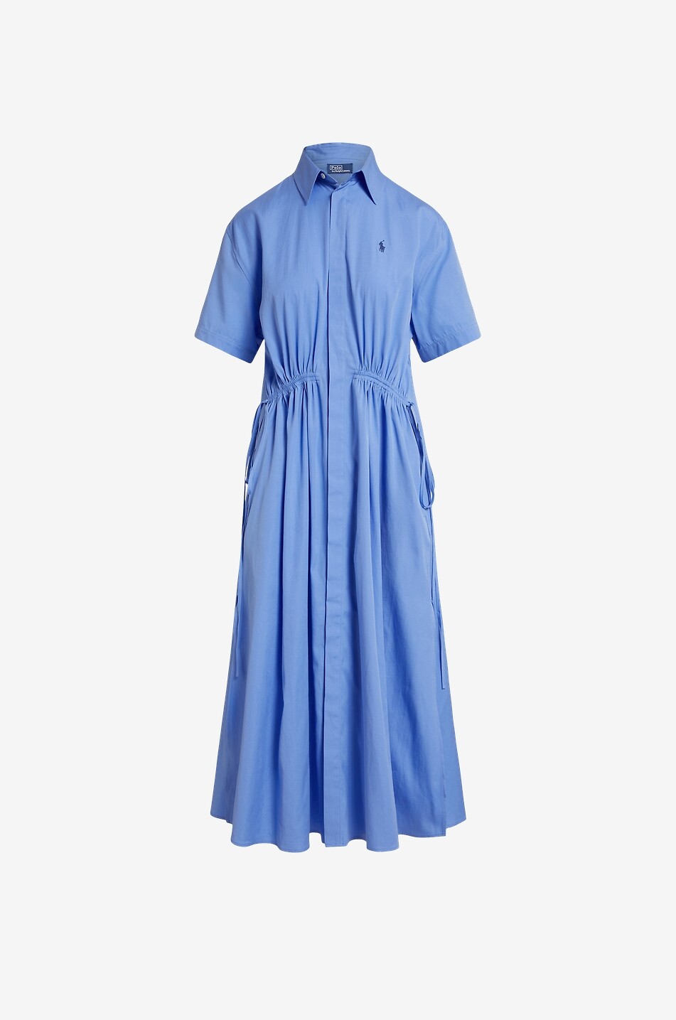 POLO RALPH LAUREN Pony cotton short-sleeved midi shirt dress Women BLUE 1
