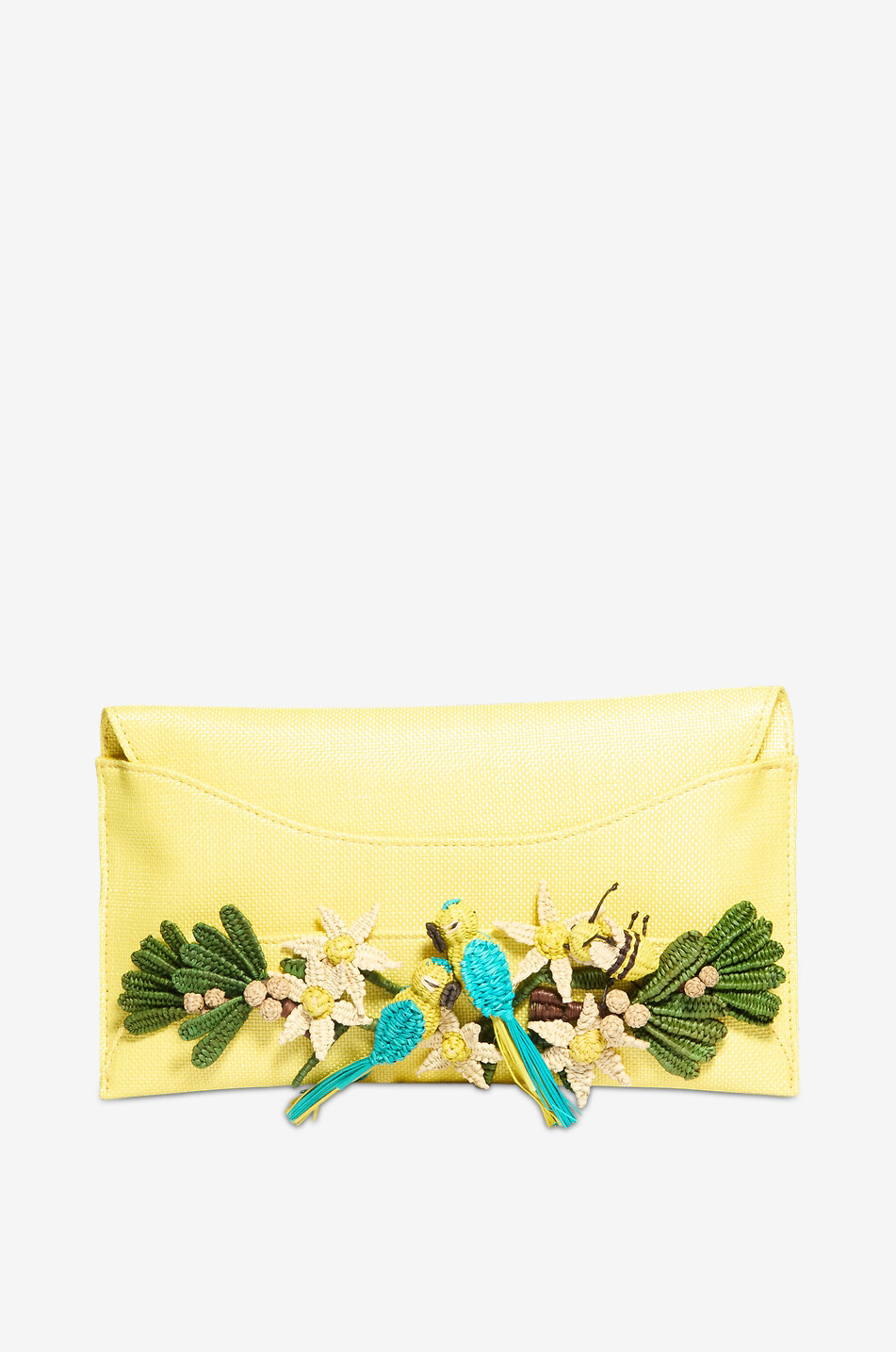 AQUAZZURA Pochette en raphia à application Birdsong Femme JAUNE 1