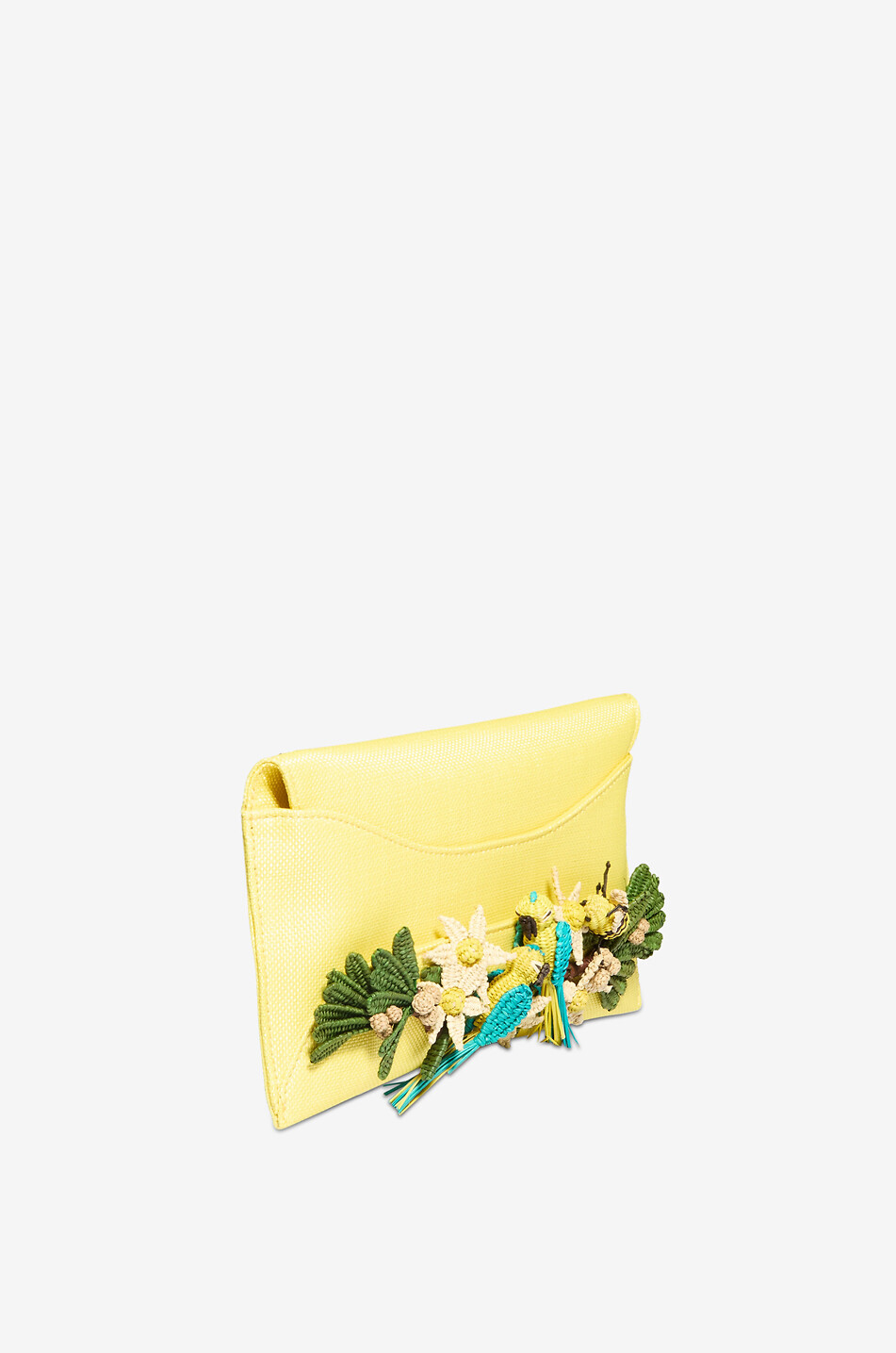 AQUAZZURA Pochette en raphia à application Birdsong Femme JAUNE 2