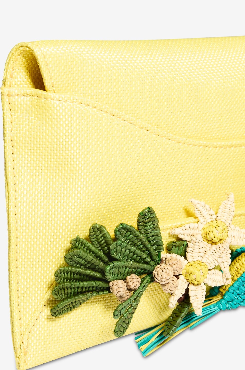AQUAZZURA Pochette en raphia à application Birdsong Femme JAUNE 5