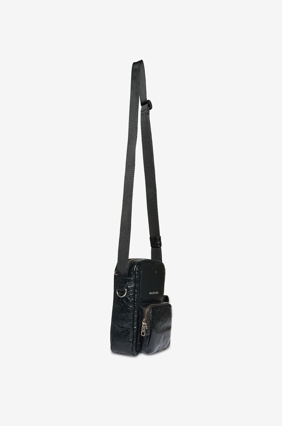 BALENCIAGA Schultertasche aus geknittertem Leder Superbusy Vertical Herren SCHWARZ 2
