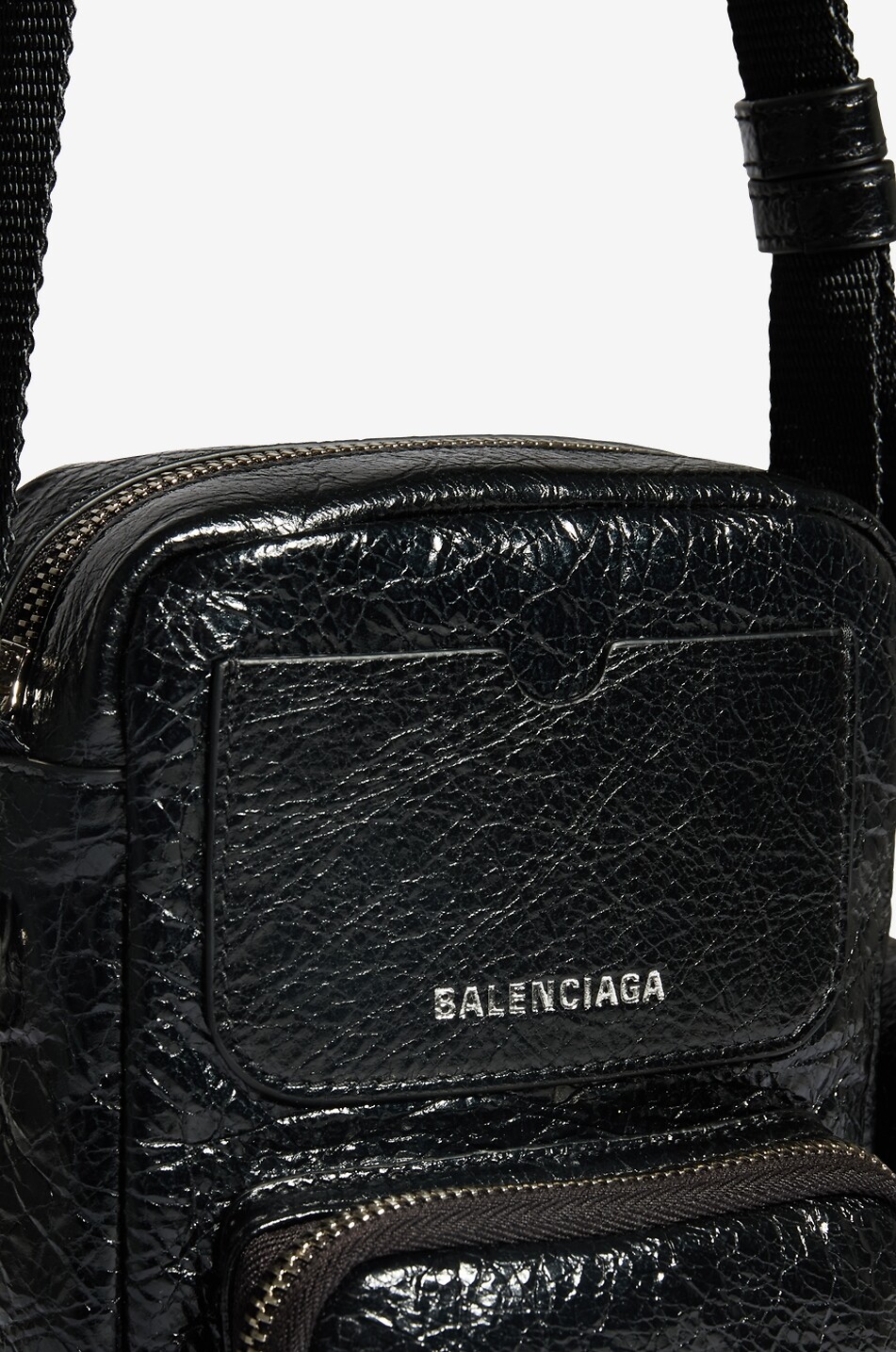 BALENCIAGA Schultertasche aus geknittertem Leder Superbusy Vertical Herren SCHWARZ 5