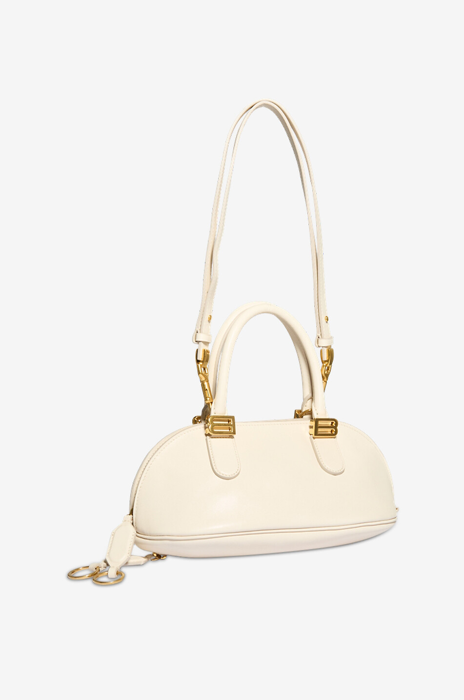 BALENCIAGA Sac à main bowling en cuir Bolero Femme BLANC CASSE 5