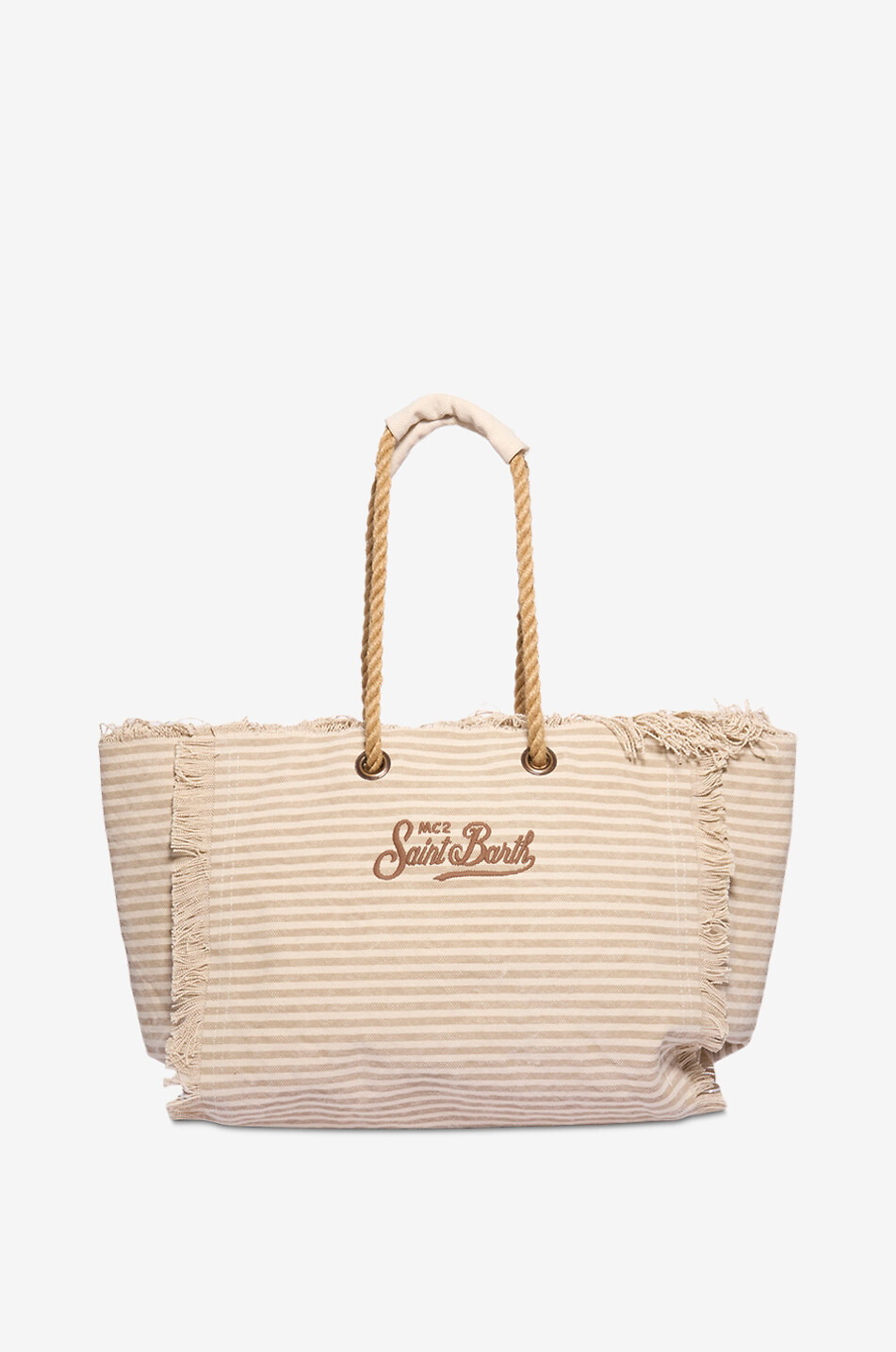 MC2 SAINT BARTH Sac cabas rayé en toile de coton Femme BEIGE 3