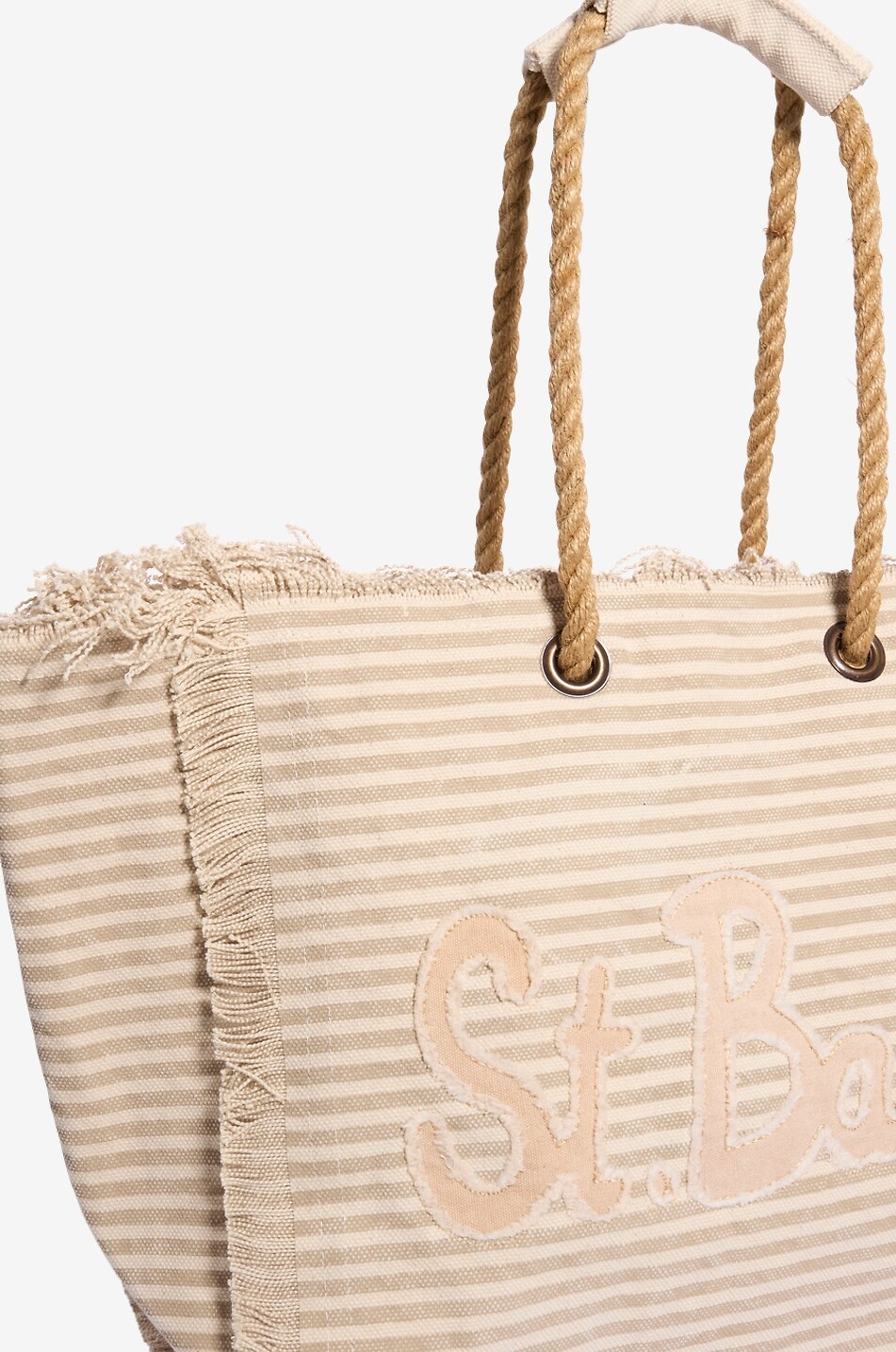 MC2 SAINT BARTH Sac cabas rayé en toile de coton Femme BEIGE 5