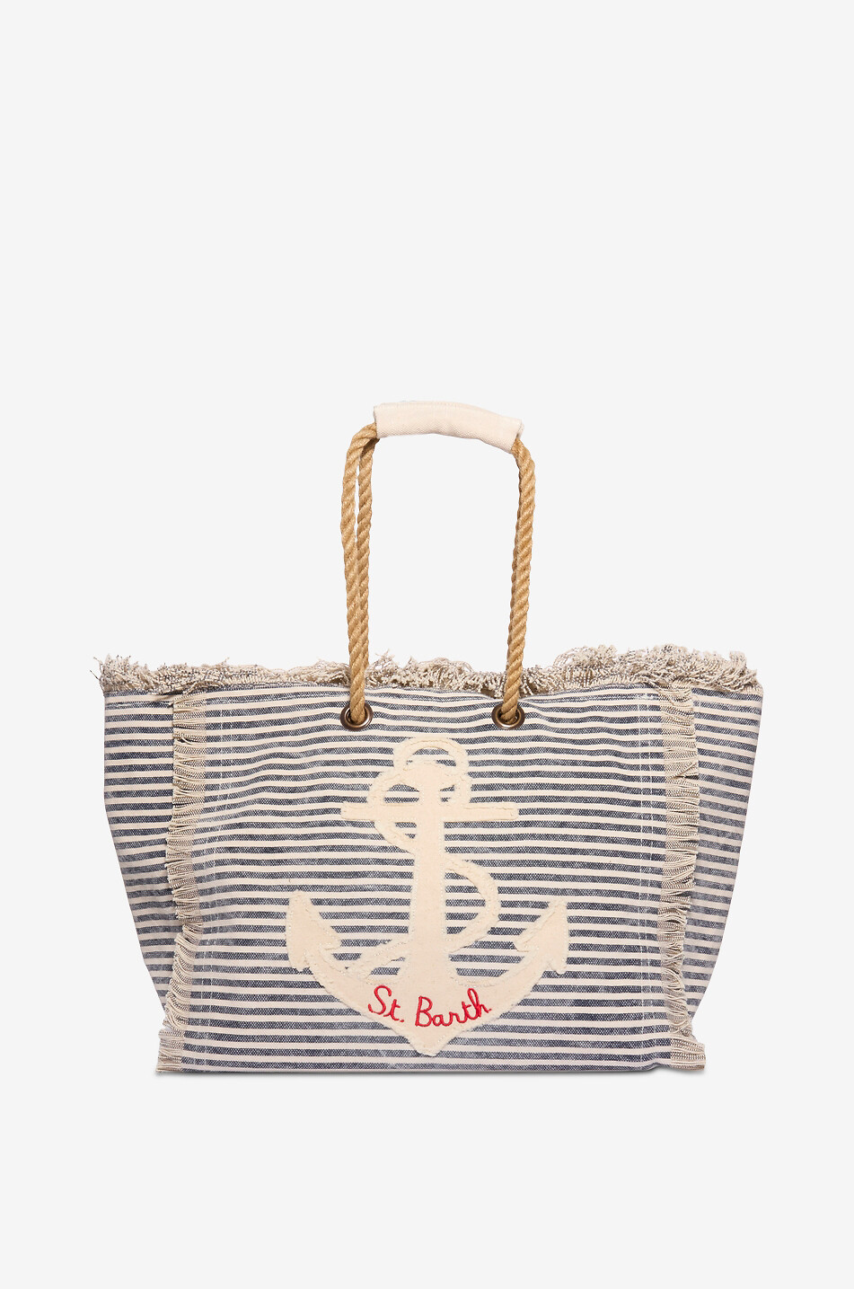 MC2 SAINT BARTH Sac cabas rayé en toile de coton Femme BLEU FONCE 1