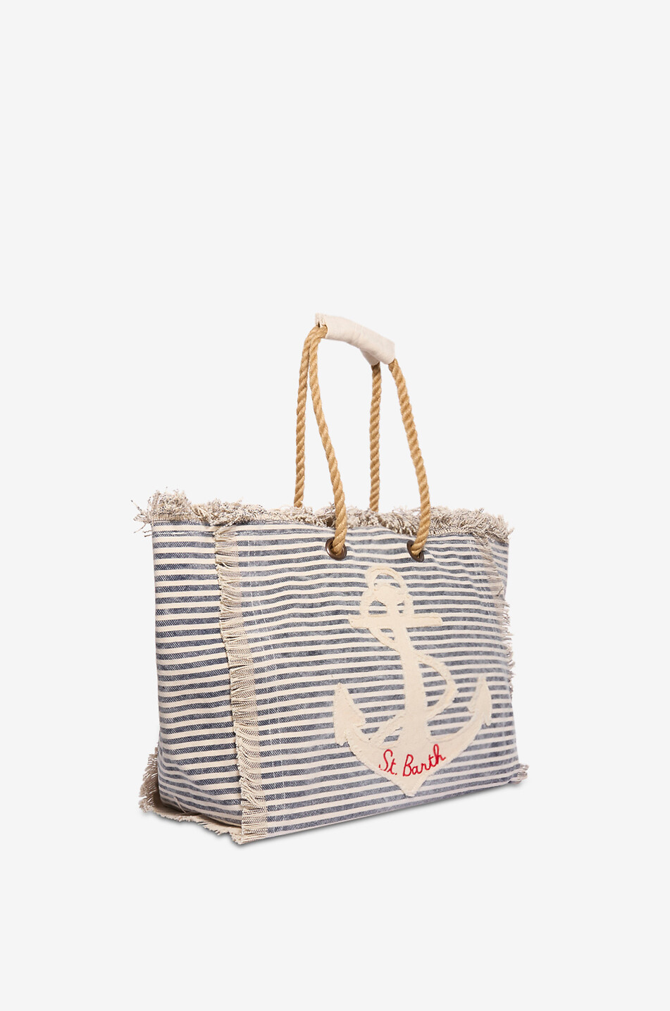 MC2 SAINT BARTH Sac cabas rayé en toile de coton Femme BLEU FONCE 2