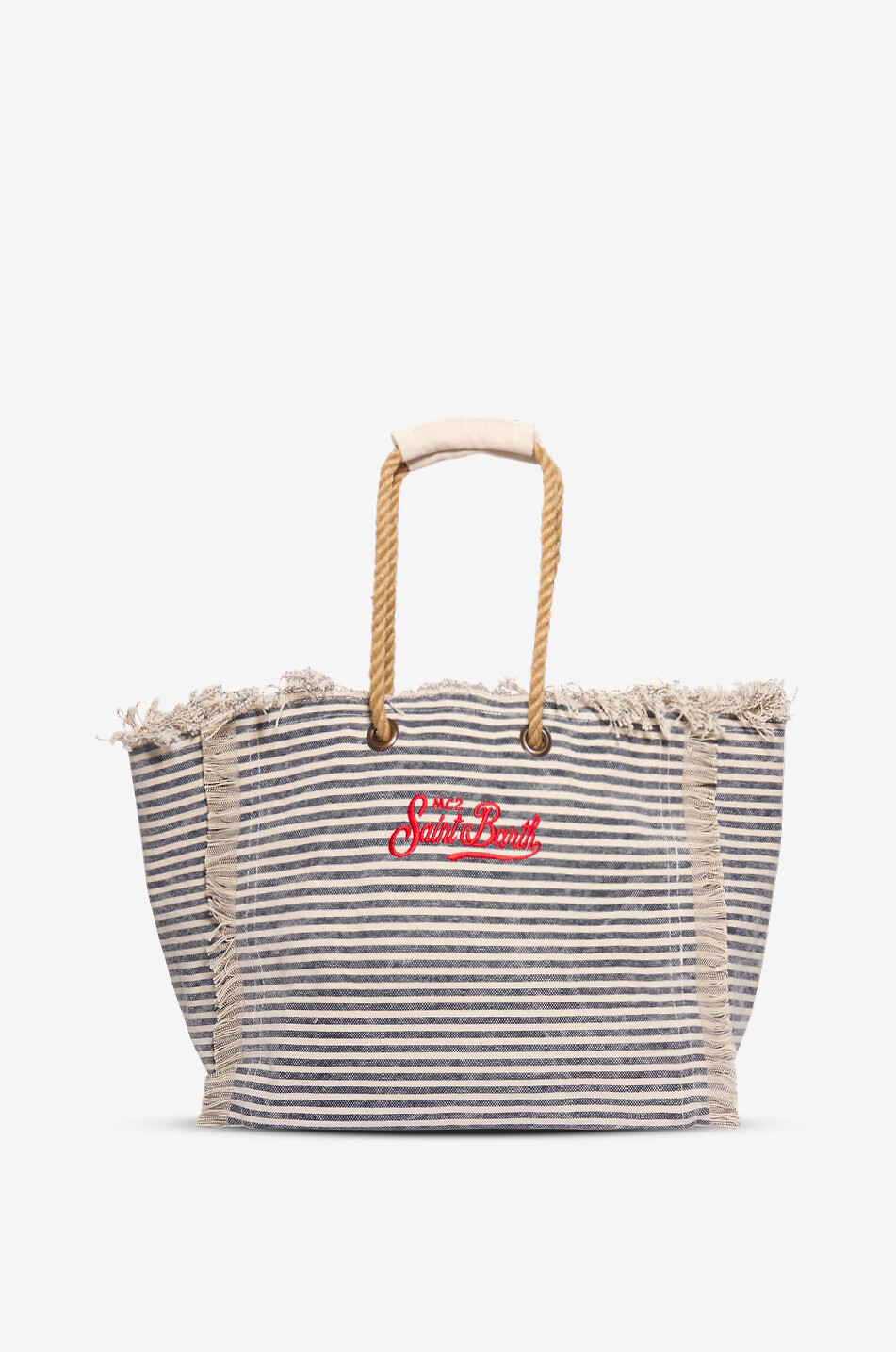 MC2 SAINT BARTH Sac cabas rayé en toile de coton Femme BLEU FONCE 3