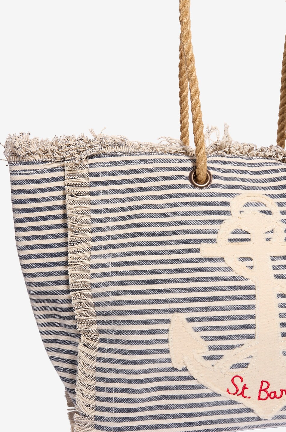 MC2 SAINT BARTH Sac cabas rayé en toile de coton Femme BLEU FONCE 5