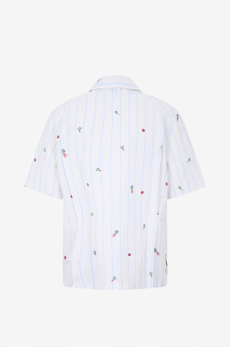 JACQUEMUS Kurzarm-Hemd aus gestreiftem Baumwolljacquard mit Gemüse-Motiv Romarin Herren HELLBLAU 2