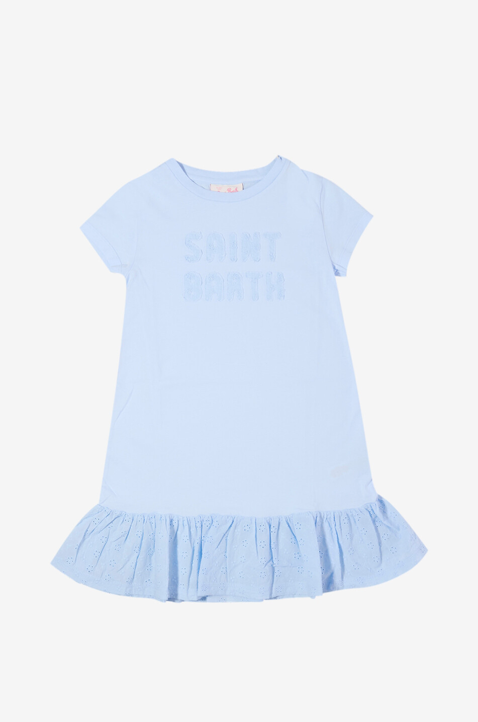 MC2 SAINT BARTH Abbey Chic girl's short-sleeved cotton jersey dress Girl LIGHT BLUE 1
