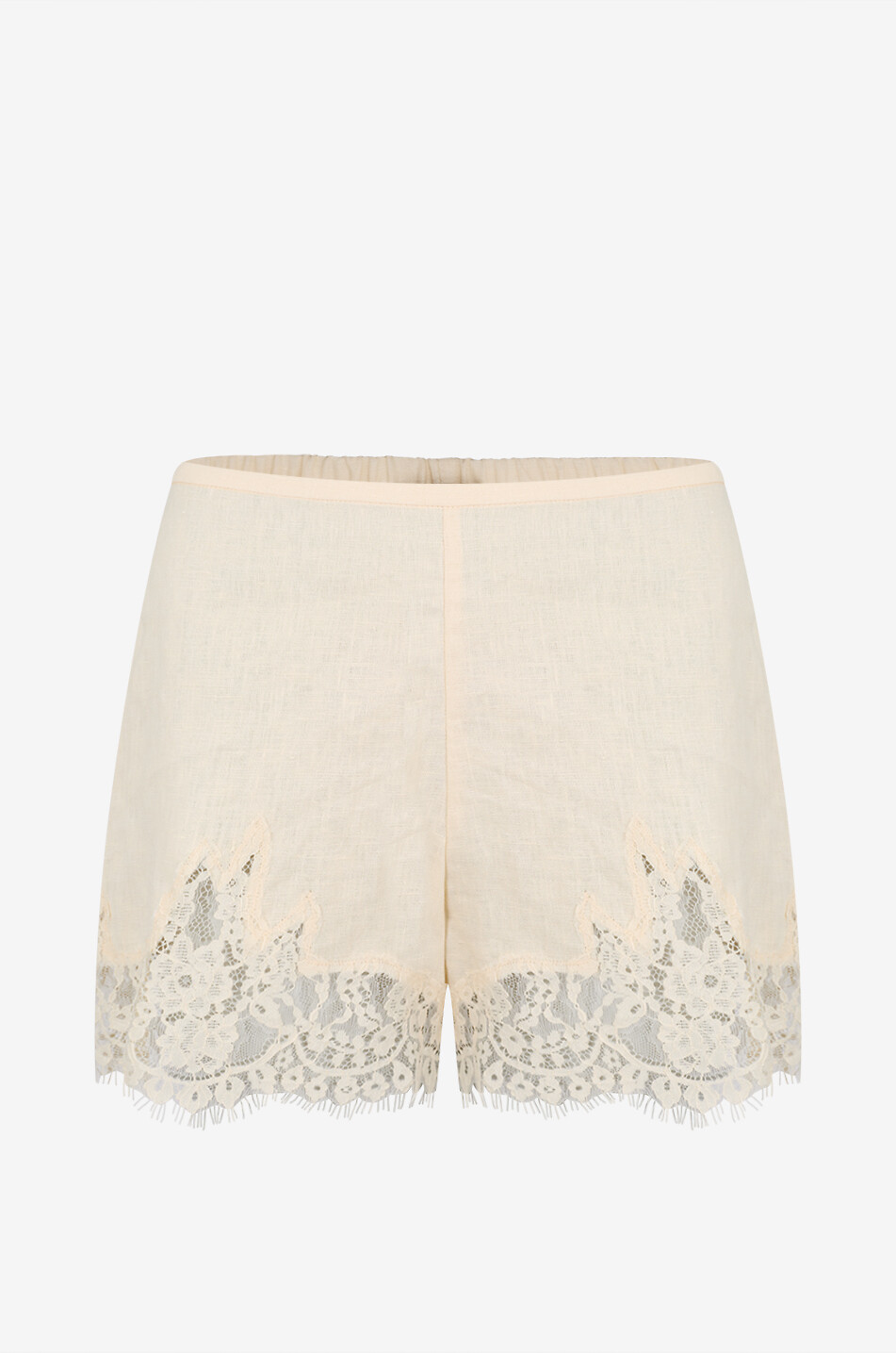REFORMATION Short en lin orné de dentelle Fern Femme JAUNE CLAIR 1