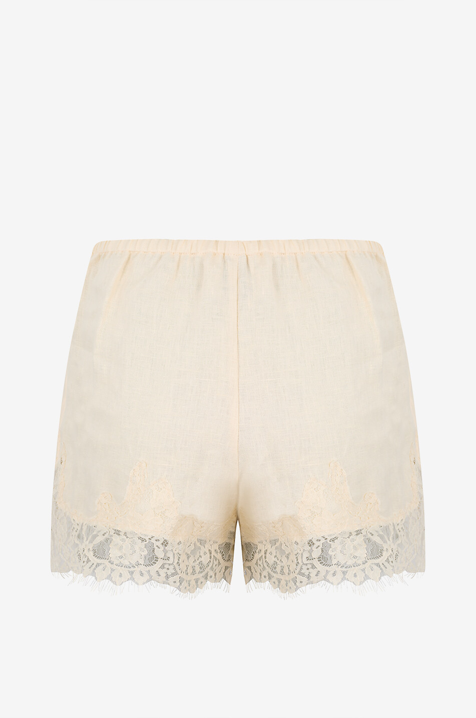 REFORMATION Short en lin orné de dentelle Fern Femme JAUNE CLAIR 2