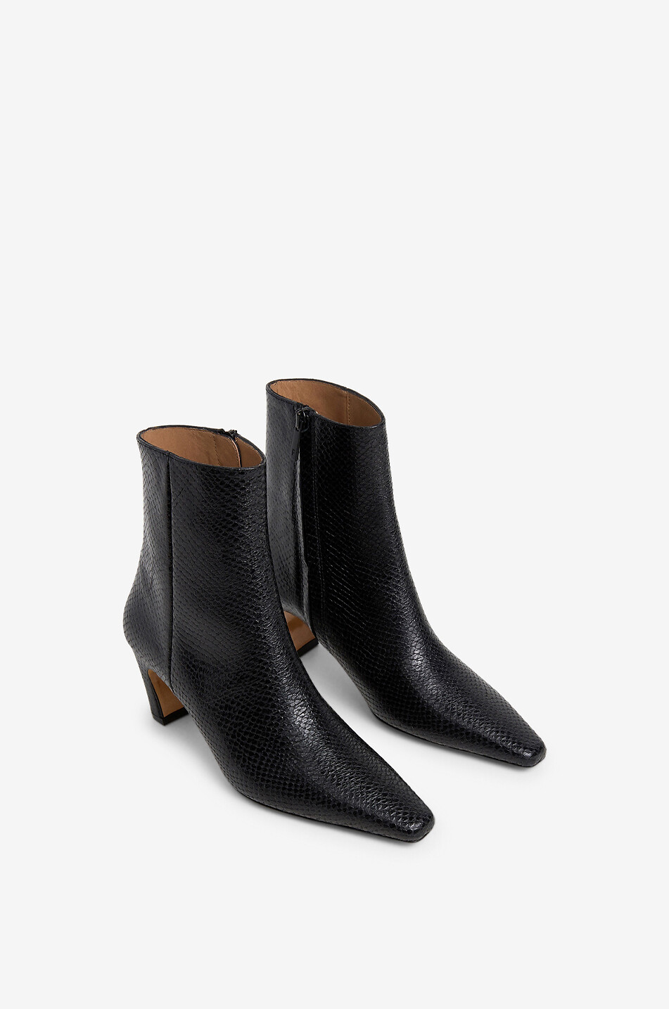 FLATTERED Bottines à talon en cuir effet serpent Xena 55 Femme NOIR 2