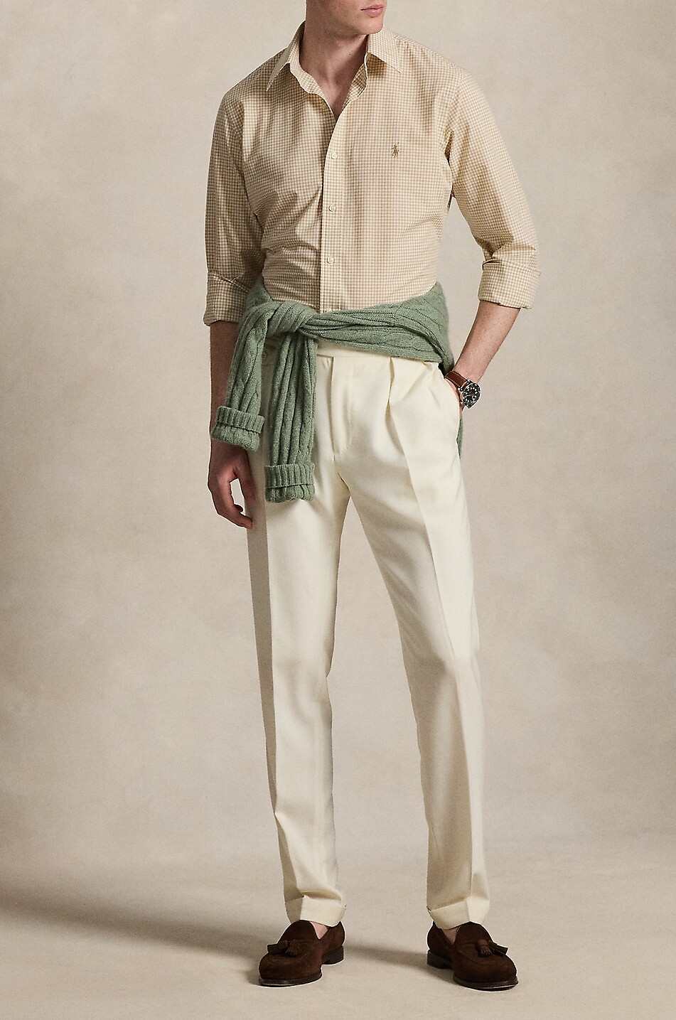 POLO RALPH LAUREN Custom Fit gingham check poplin shirt Men Light beige 4