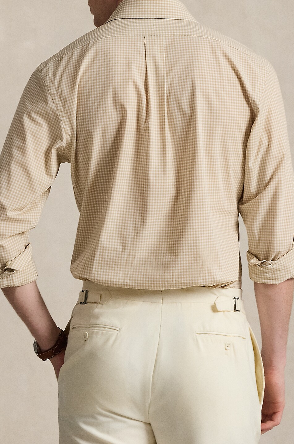 POLO RALPH LAUREN Custom Fit gingham check poplin shirt Men Light beige 3