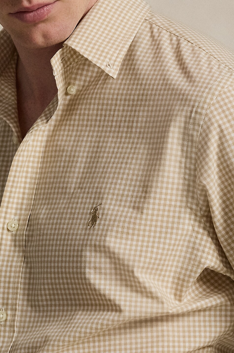 POLO RALPH LAUREN Custom Fit gingham check poplin shirt Men Light beige 5