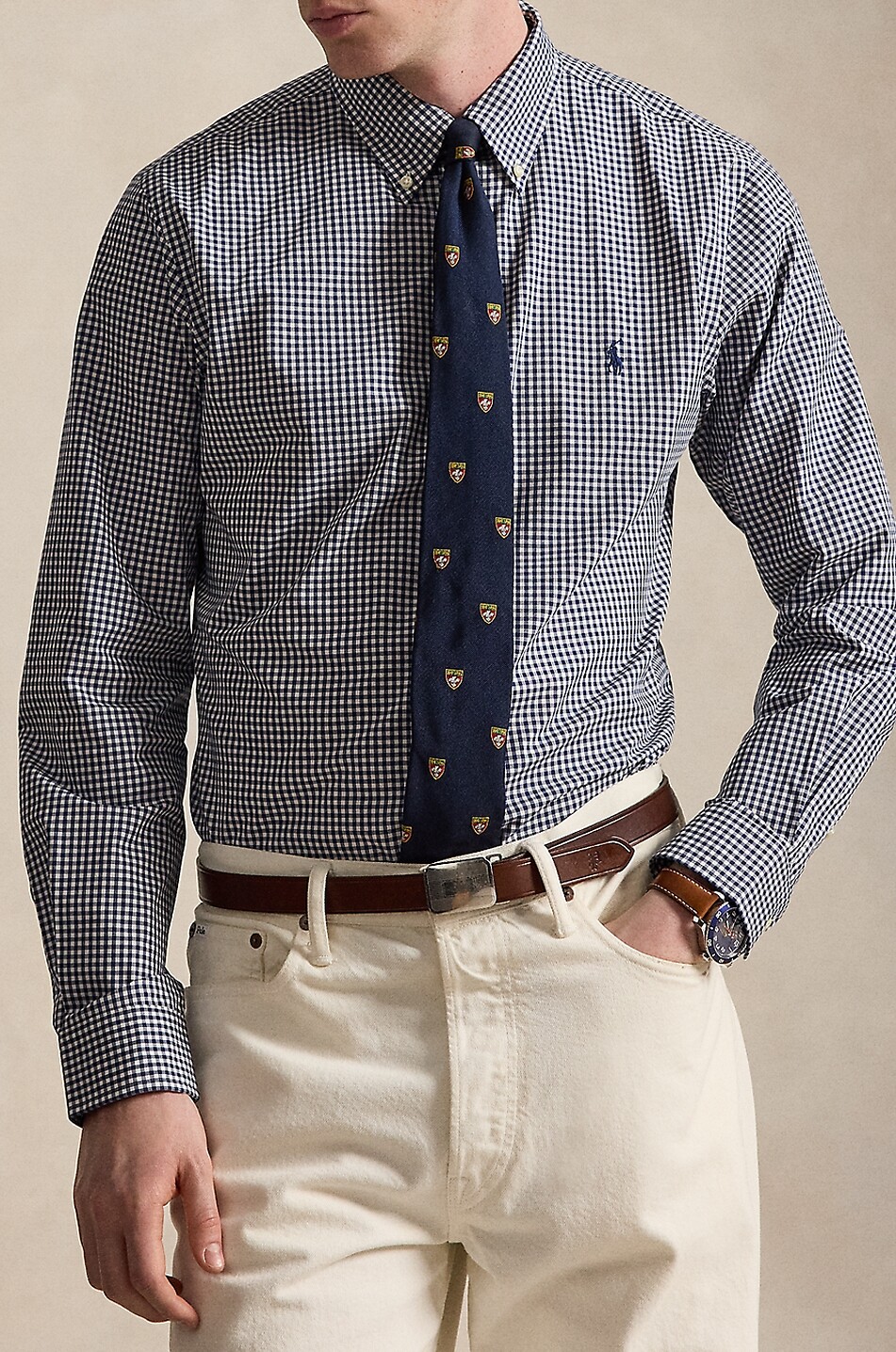 POLO RALPH LAUREN Custom Fit gingham check poplin shirt Men DARK BLUE 2