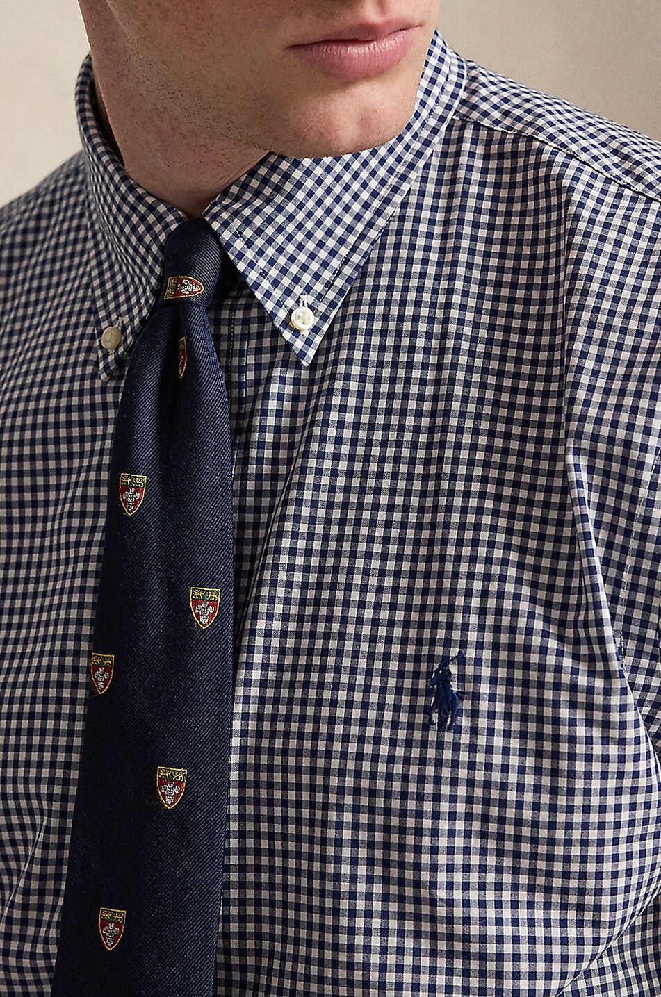 POLO RALPH LAUREN Custom Fit gingham check poplin shirt Men DARK BLUE 5