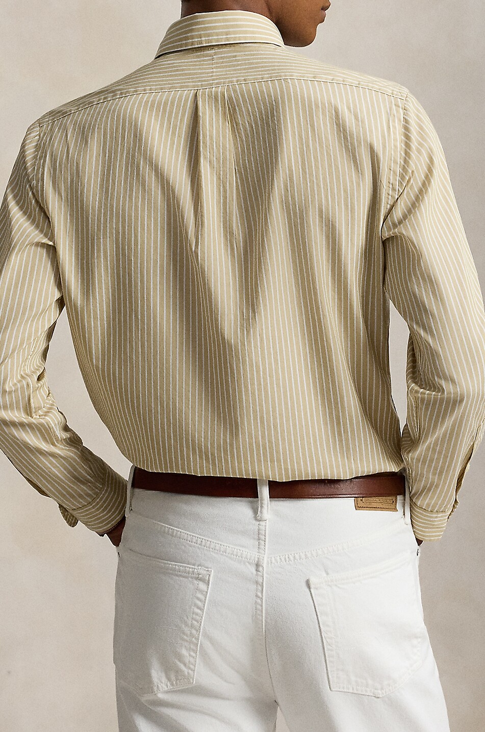 POLO RALPH LAUREN Gestreiftes Langarm-Hemd mit geknöpftem Kragen Custom Fit Pony Herren Mittle beige 2