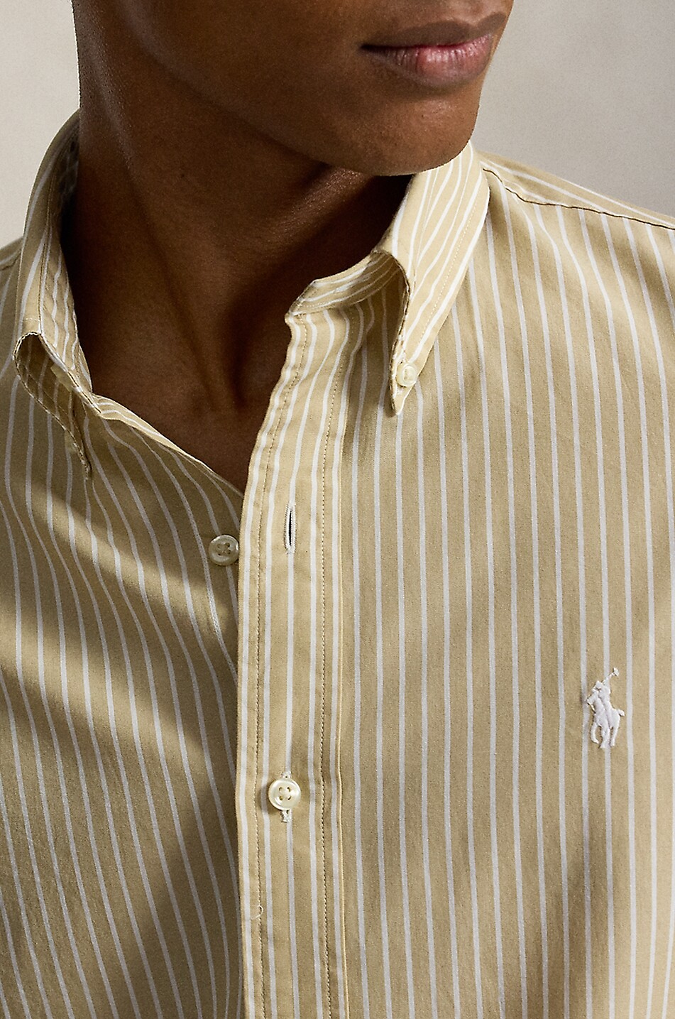 POLO RALPH LAUREN Gestreiftes Langarm-Hemd mit geknöpftem Kragen Custom Fit Pony Herren Mittle beige 5