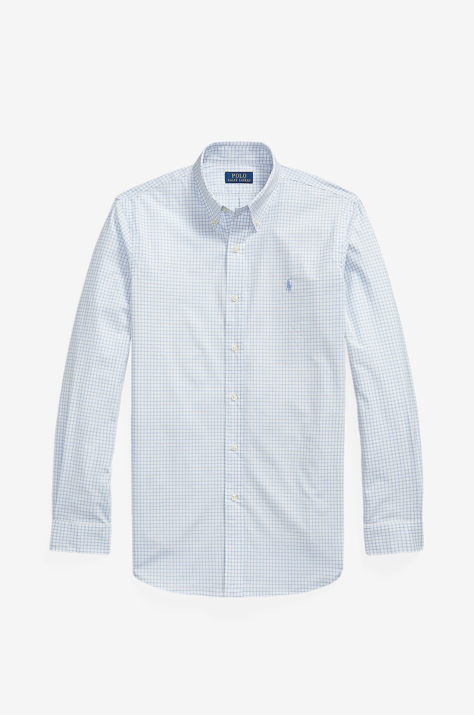 POLO RALPH LAUREN Pony Custom Fit long-sleeved cotton poplin checked shirt Men LIGHT BLUE 1