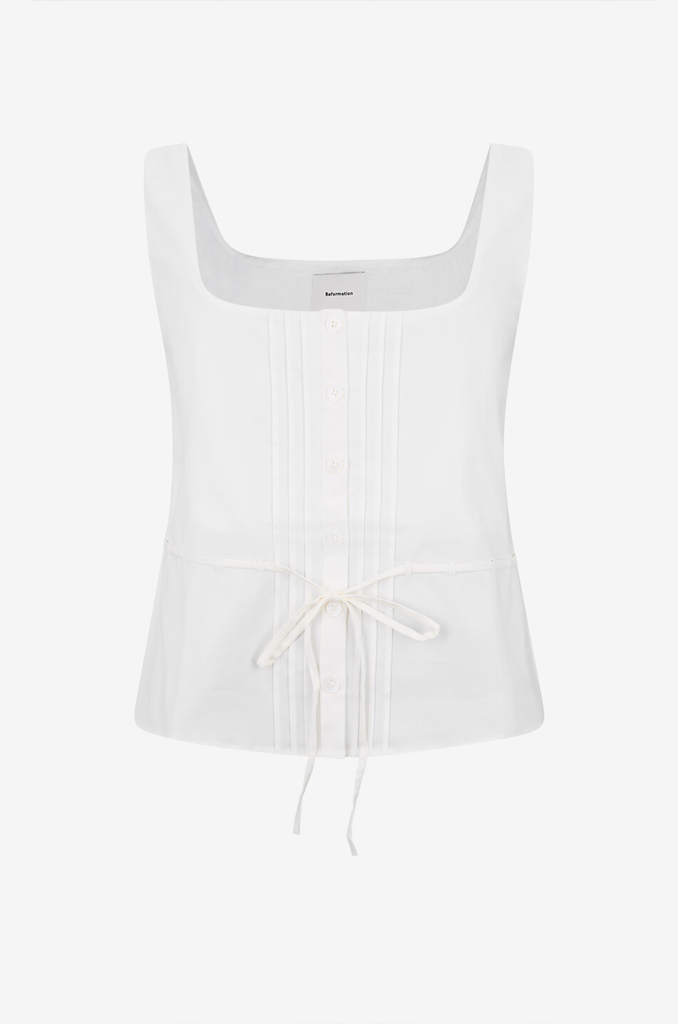 REFORMATION Top à col carré et bretelles en coton Elowen Femme BLANC 1