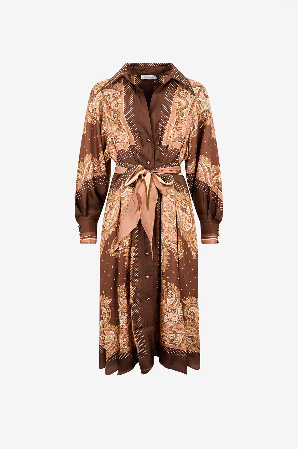 ZIMMERMANN Luna belted silk midi shirt dress Women [akeneo-beigefonce] 1