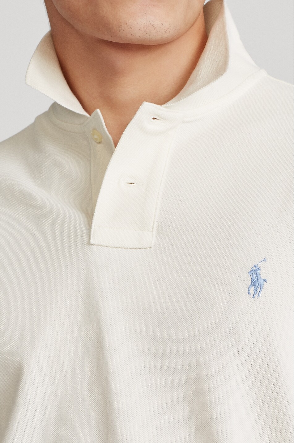 POLO RALPH LAUREN Custom Slim Fit Pony embroidered piqué cotton polo shirt Men Light beige 5